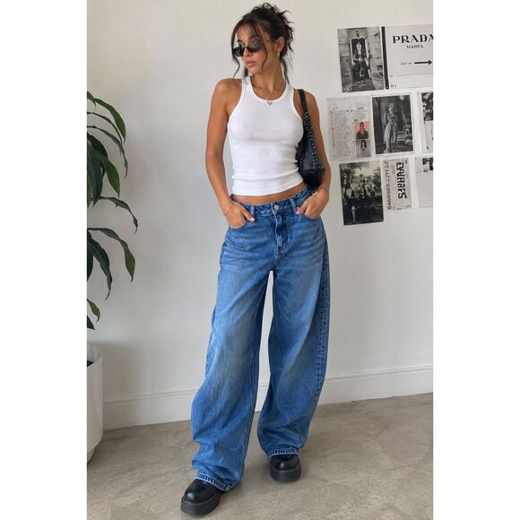 Quince Denim - QUINCE Blue Bella Stretch Barrel Denim Jeans Pants Trousers   Women's Size 26